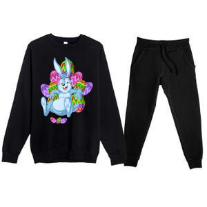 Rabbit Relaxing Easter Day Premium Crewneck Sweatsuit Set