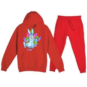 Rabbit Relaxing Easter Day Premium Hooded Sweatsuit Set