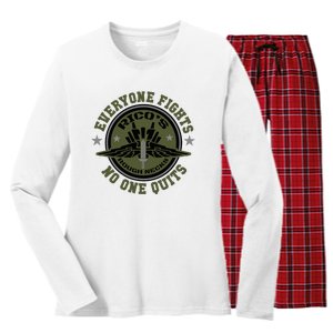 RicoS Roughnecks Everyone Fights No One Quits Women's Long Sleeve Flannel Pajama Set 