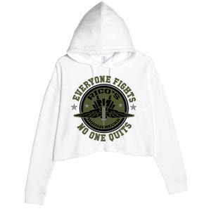 RicoS Roughnecks Everyone Fights No One Quits Crop Fleece Hoodie