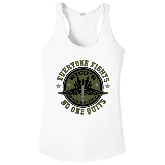 RicoS Roughnecks Everyone Fights No One Quits Ladies PosiCharge Competitor Racerback Tank