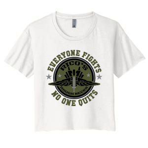 RicoS Roughnecks Everyone Fights No One Quits Women's Crop Top Tee