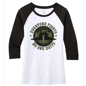 RicoS Roughnecks Everyone Fights No One Quits Women's Tri-Blend 3/4-Sleeve Raglan Shirt