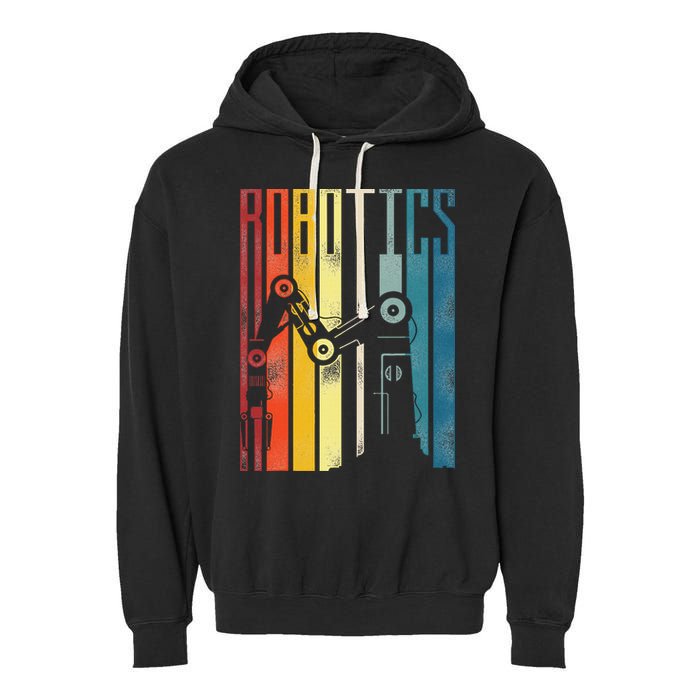 Robot Robotics Engineer Retro Robotics Garment-Dyed Fleece Hoodie