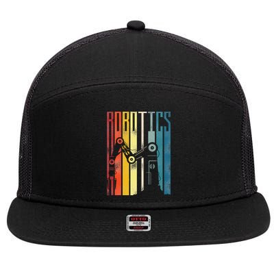 Robot Robotics Engineer Retro Robotics 7 Panel Mesh Trucker Snapback Hat
