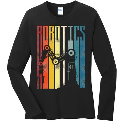 Robot Robotics Engineer Retro Robotics Ladies Long Sleeve Shirt