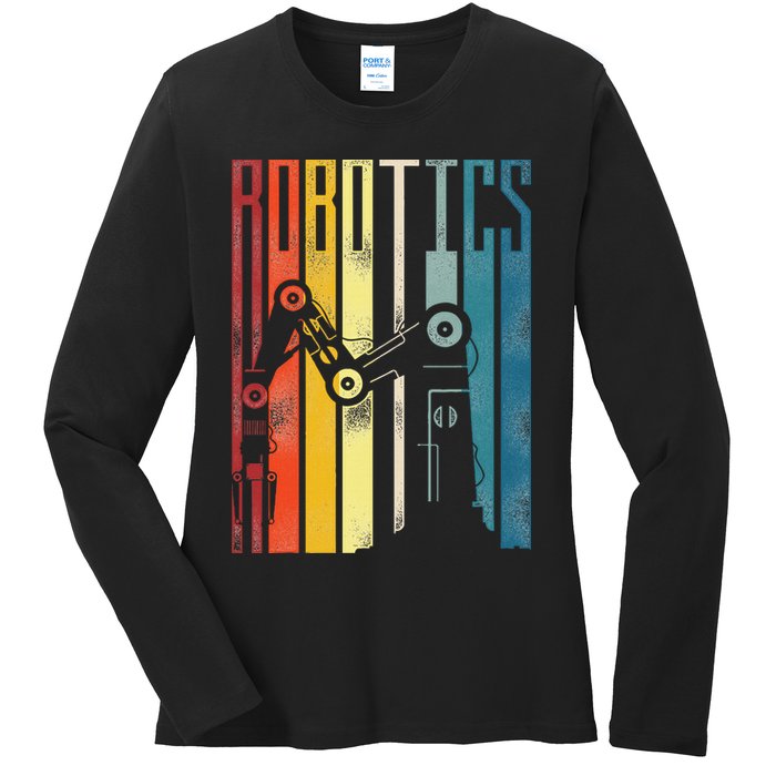 Robot Robotics Engineer Retro Robotics Ladies Long Sleeve Shirt