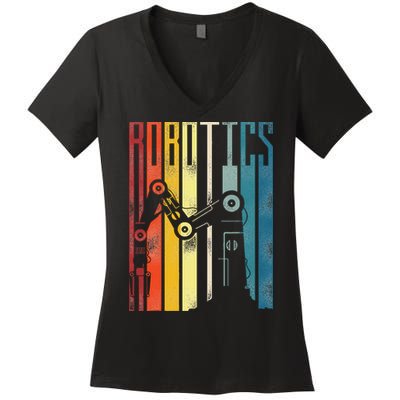 Robot Robotics Engineer Retro Robotics Women's V-Neck T-Shirt