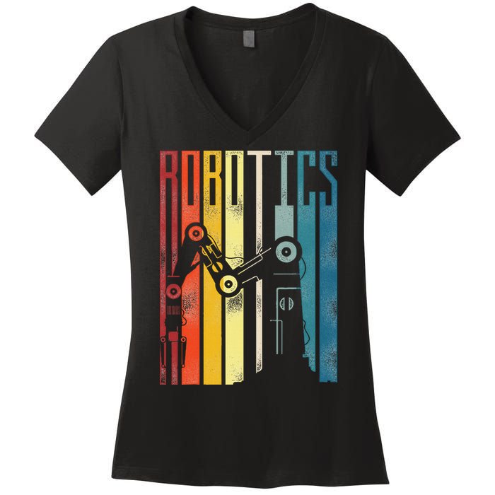 Robot Robotics Engineer Retro Robotics Women's V-Neck T-Shirt