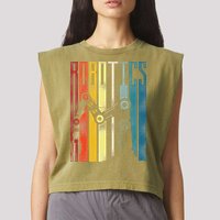 Robot Robotics Engineer Retro Robotics Garment-Dyed Women's Muscle Tee