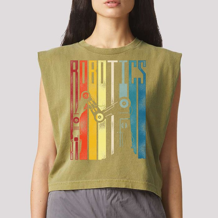 Robot Robotics Engineer Retro Robotics Garment-Dyed Women's Muscle Tee