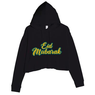 Retro Ramadan Eid Mubarak Crop Fleece Hoodie