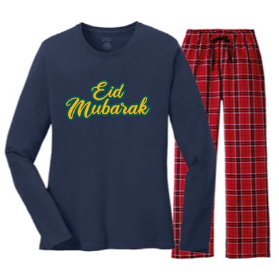 Retro Ramadan Eid Mubarak Women's Long Sleeve Flannel Pajama Set 