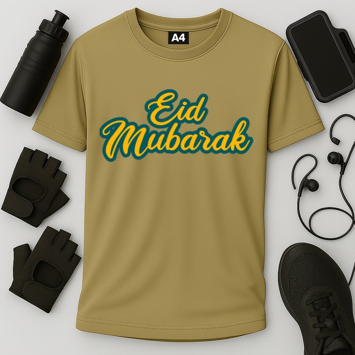 Retro Ramadan Eid Mubarak Cooling Performance Crew T-Shirt