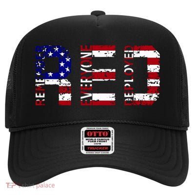 RED Remove Everyone Deployed High Crown Mesh Back Trucker Hat