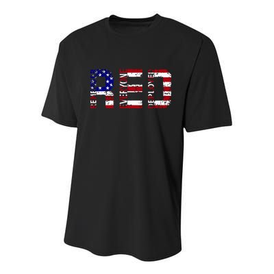 RED Remove Everyone Deployed Youth Performance Sprint T-Shirt