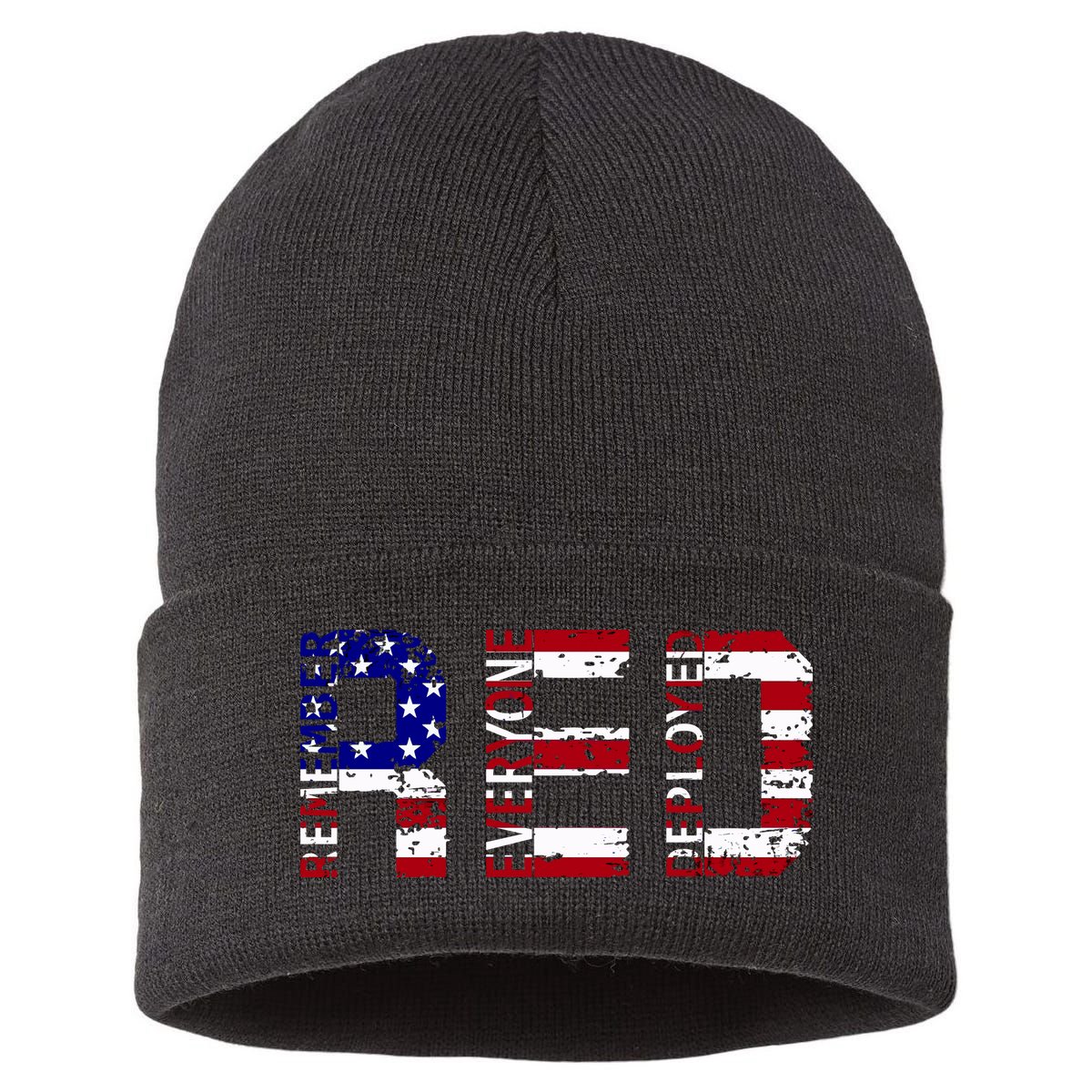 RED Remove Everyone Deployed Sustainable Knit Beanie