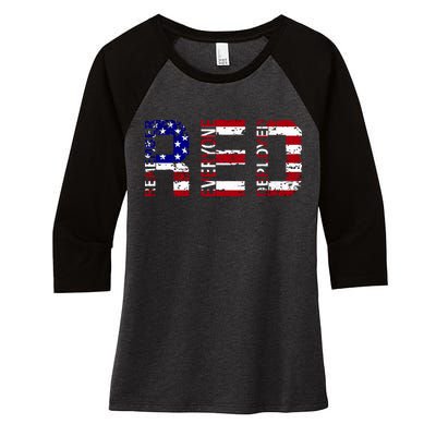 RED Remove Everyone Deployed Women's Tri-Blend 3/4-Sleeve Raglan Shirt