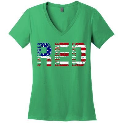 RED Remove Everyone Deployed Women's V-Neck T-Shirt