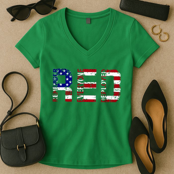 RED Remove Everyone Deployed Women's V-Neck T-Shirt