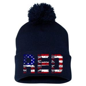 RED Remove Everyone Deployed Pom Pom 12in Knit Beanie