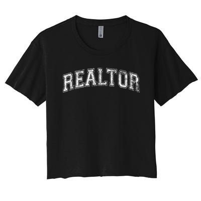 REALTOR REAL ESTATE AGENT BROKER VARSITY STYLE Women's Crop Top Tee