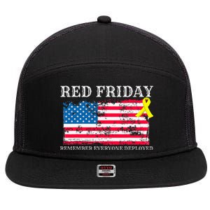 R.E.D Remember Everyone Deployed Red Friday Military 7 Panel Mesh Trucker Snapback Hat