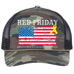 R.E.D Remember Everyone Deployed Red Friday Military Retro Rope Trucker Hat Cap