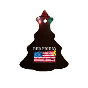 R.E.D Remember Everyone Deployed Red Friday Military Ceramic Tree Ornament