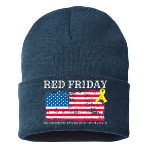 R.E.D Remember Everyone Deployed Red Friday Military Sustainable Knit Beanie