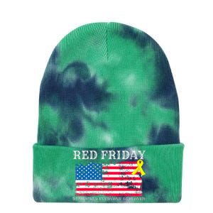 R.E.D Remember Everyone Deployed Red Friday Military Tie Dye 12in Knit Beanie