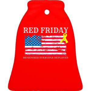 R.E.D Remember Everyone Deployed Red Friday Military Ceramic Bell Ornament