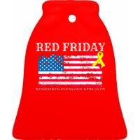 R.E.D Remember Everyone Deployed Red Friday Military Ceramic Bell Ornament