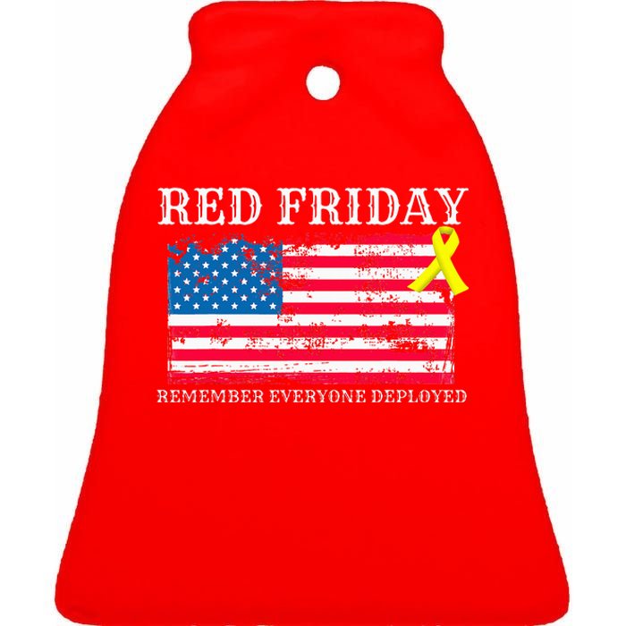 R.E.D Remember Everyone Deployed Red Friday Military Ceramic Bell Ornament