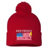 R.E.D Remember Everyone Deployed Red Friday Military Pom Pom 12in Knit Beanie