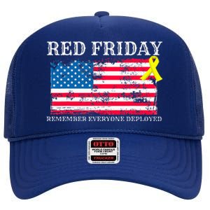 R.E.D Remember Everyone Deployed Red Friday Military High Crown Mesh Back Trucker Hat