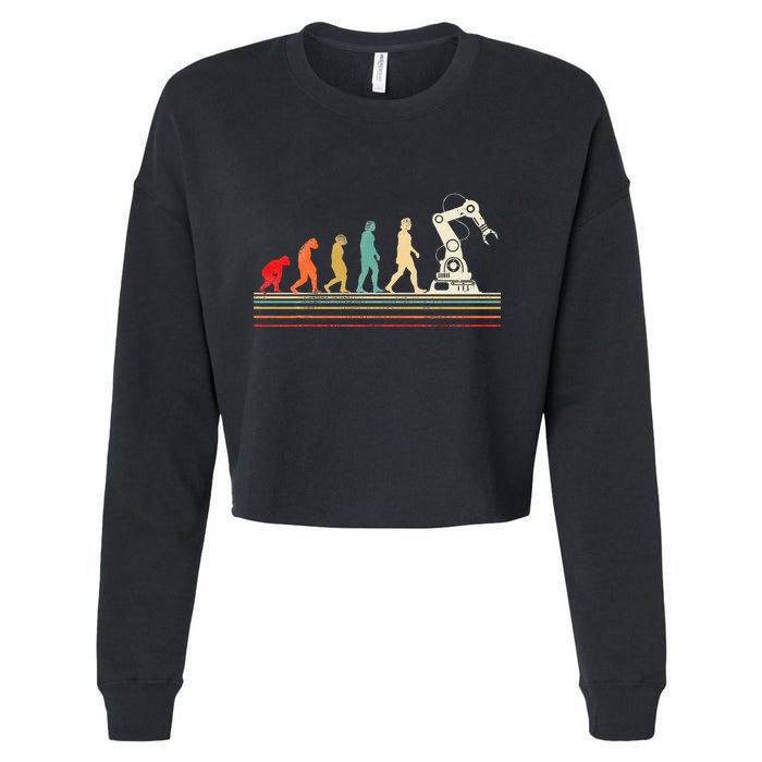 Robot Robotics Engineer Retro Vintage Cropped Pullover Crew