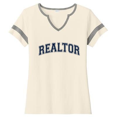 Realtor Real Estate Agent Broker Varsity Style Ladies Halftime Notch Neck Tee