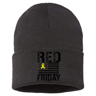 R.E.D. Remember Everyone Deployed Red Friday Sustainable Knit Beanie