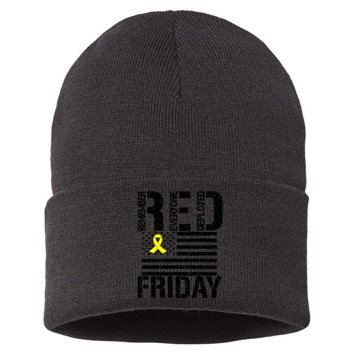 R.E.D. Remember Everyone Deployed Red Friday Sustainable Knit Beanie