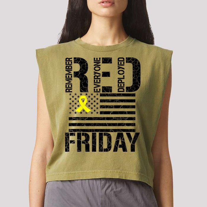R.E.D. Remember Everyone Deployed Red Friday Garment-Dyed Women's Muscle Tee