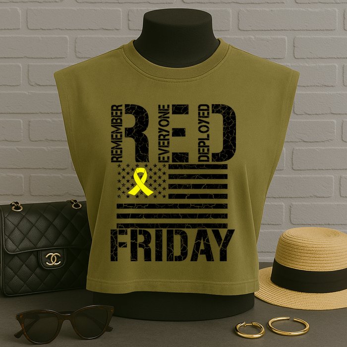 R.E.D. Remember Everyone Deployed Red Friday Garment-Dyed Women's Muscle Tee