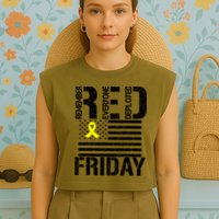 R.E.D. Remember Everyone Deployed Red Friday Garment-Dyed Women's Muscle Tee