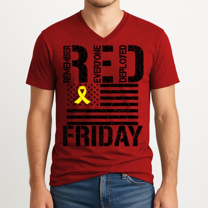 R.E.D. Remember Everyone Deployed Red Friday V-Neck T-Shirt