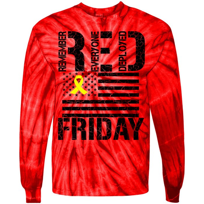 R.E.D. Remember Everyone Deployed Red Friday Tie-Dye Long Sleeve Shirt