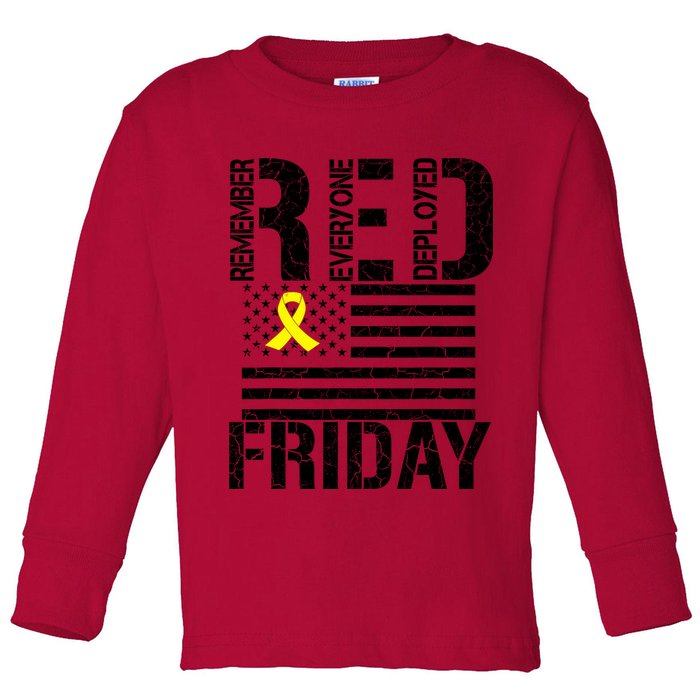 R.E.D. Remember Everyone Deployed Red Friday Toddler Long Sleeve Shirt