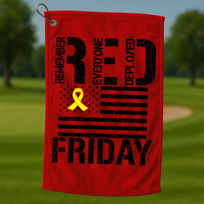 R.E.D. Remember Everyone Deployed Red Friday Golf Towel