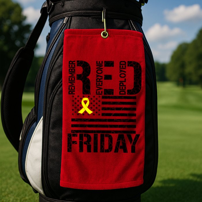 R.E.D. Remember Everyone Deployed Red Friday Golf Towel