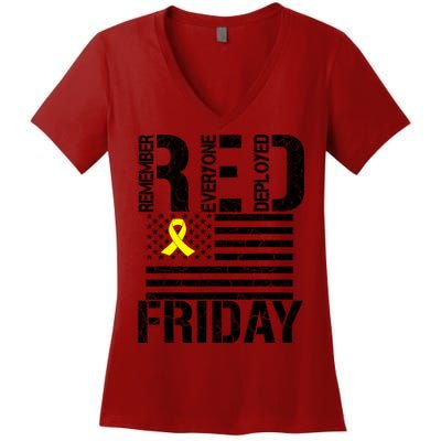 R.E.D. Remember Everyone Deployed Red Friday Women's V-Neck T-Shirt