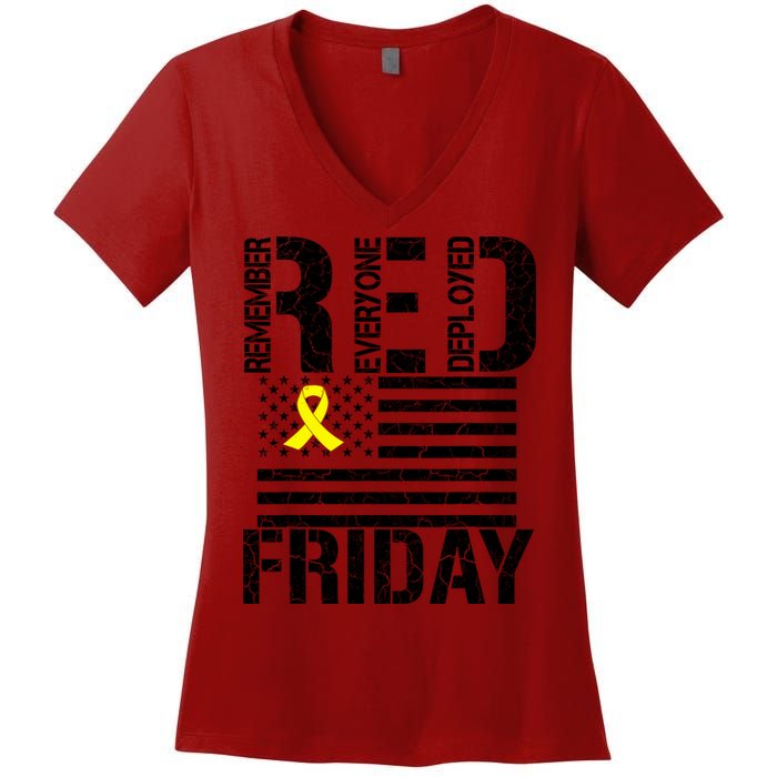 R.E.D. Remember Everyone Deployed Red Friday Women's V-Neck T-Shirt